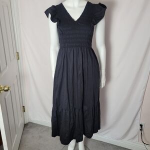 GAP Black Midi Dress with Ruffle Sleeves